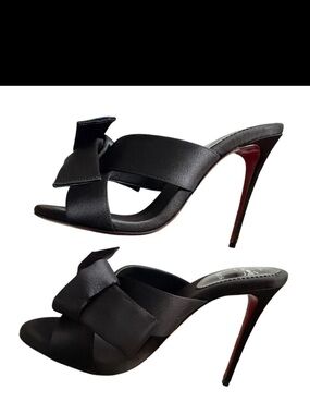 Christian Louboutin MATRICIA 100 Satin Bow Mule Heels Shoes 8